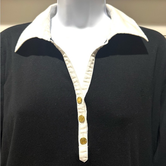 Lauren Ralph Lauren Cotton Henley Top Gold Buttons L - Picture 5 of 13